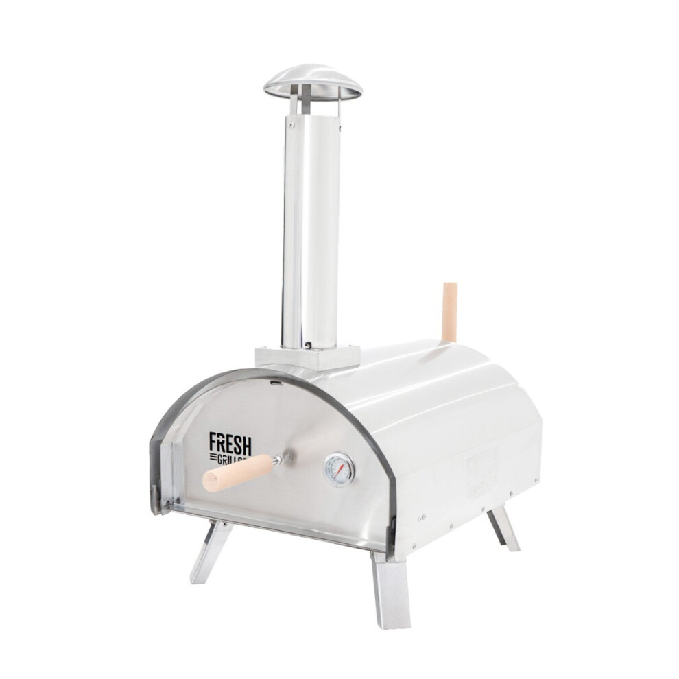 Four à pizza de table pour l'extérieur, 12", en acier inoxydable, portable, à granulés de bois et charbon de bois