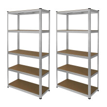 2x 5-tier Galvanised Racking Units Heavy Duty Storage Shelf Garage Warehouse