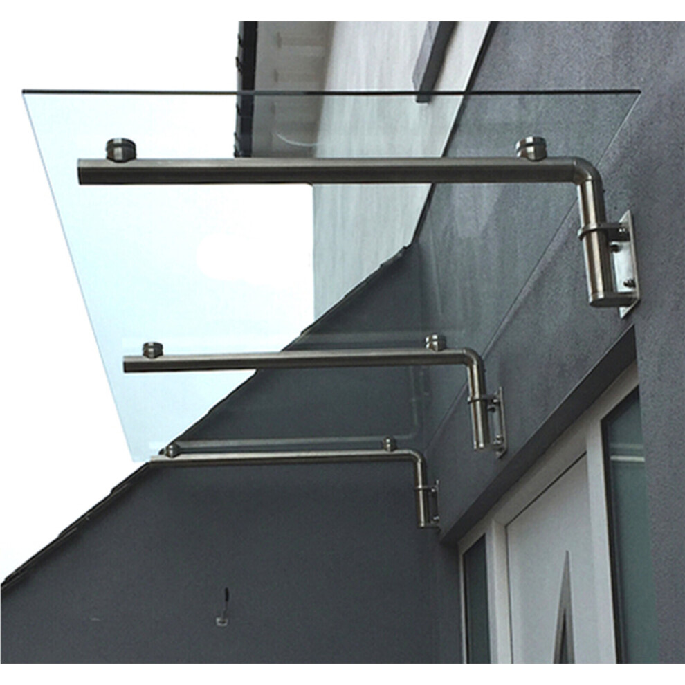 Glass Door Canopy Porch Stainless Steel Balcony Shelter Awning Cover 1800mm Wide