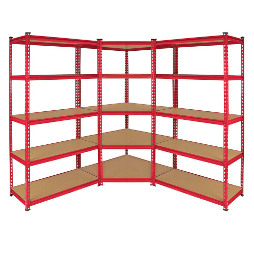 Monster Racking Ensemble Rayonnage d'angle Garage - 1 module d'angle + 2 travées 90 cm, MDF et métal lourd