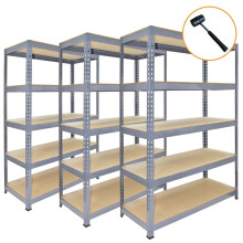 Monster rekken 3 x grijs rekken eenheid 5 tier garage opslag magazijn plank 90x50x180cm