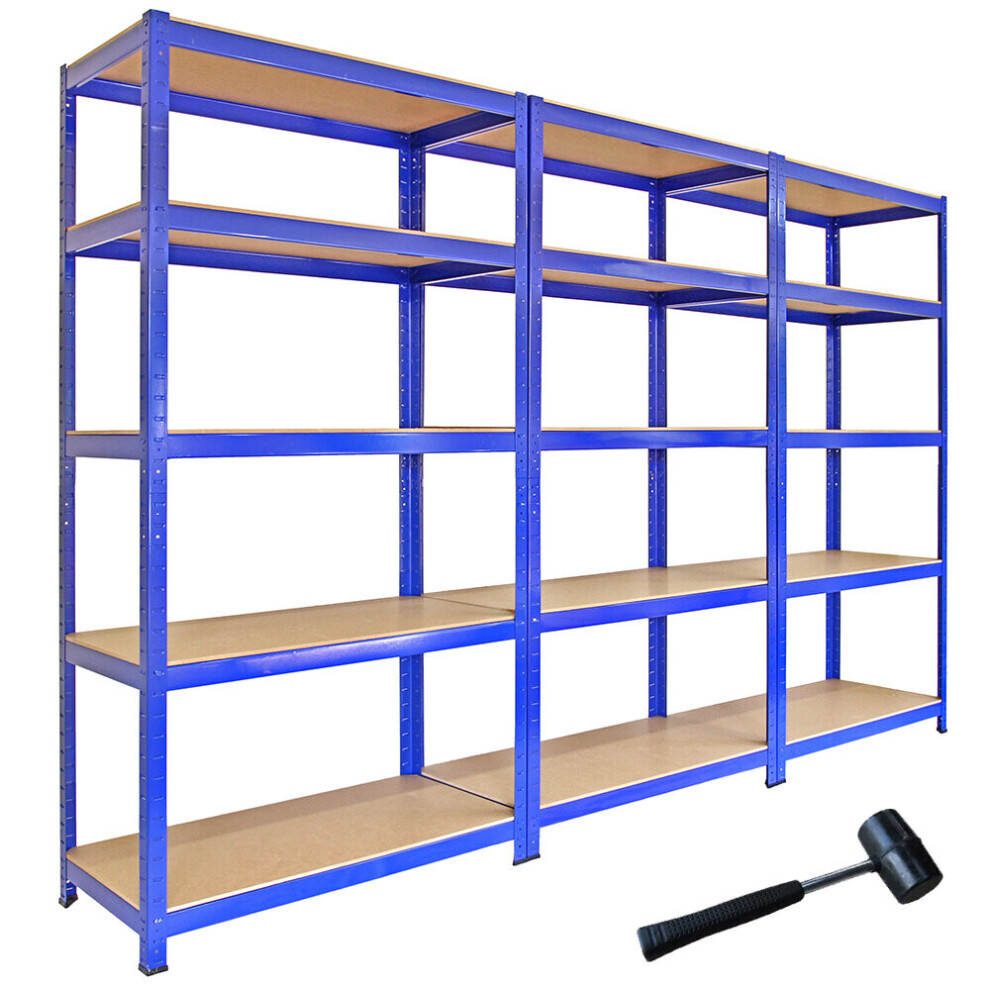 3 Racking Bays 5Tier Garage Shelving Unit Storage Racks Heavy Duty Steel Shelves
