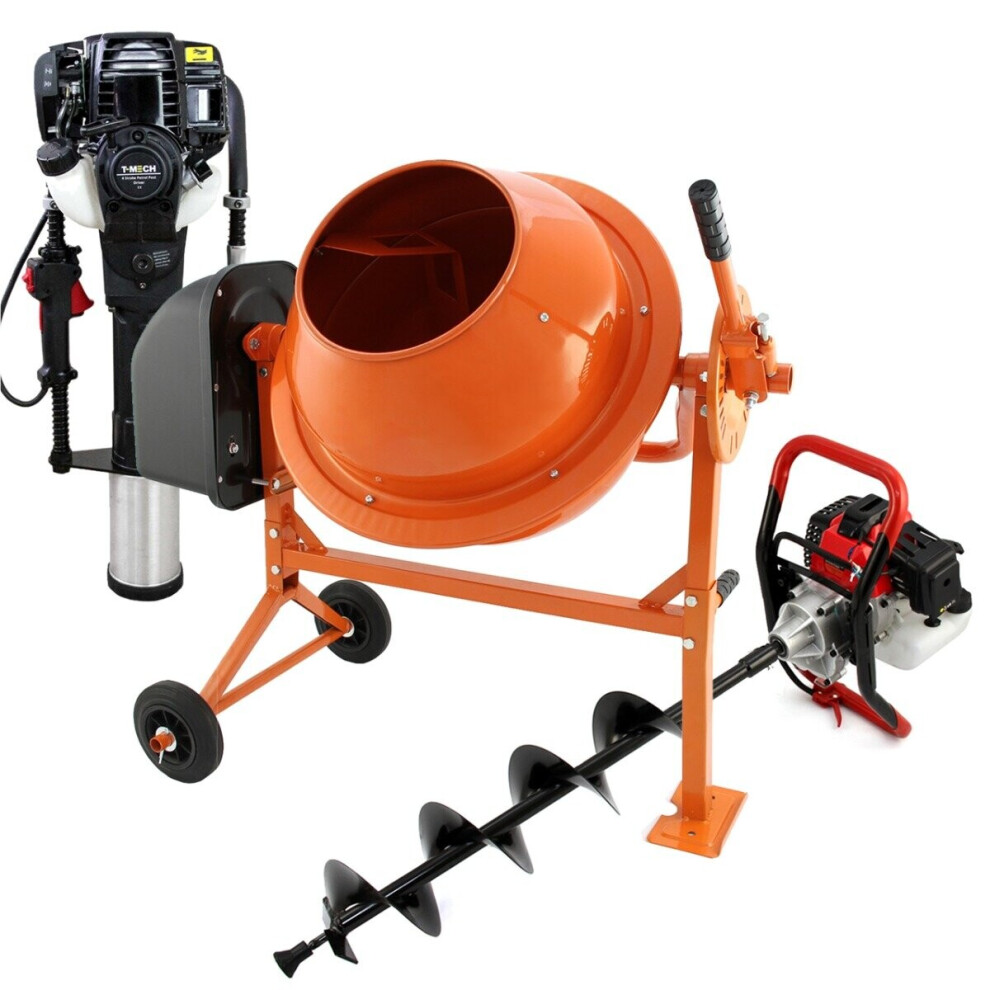Earth Auger, Cement Mixer & 2 Stroke Post Driver Petrol Electric Fence Portable