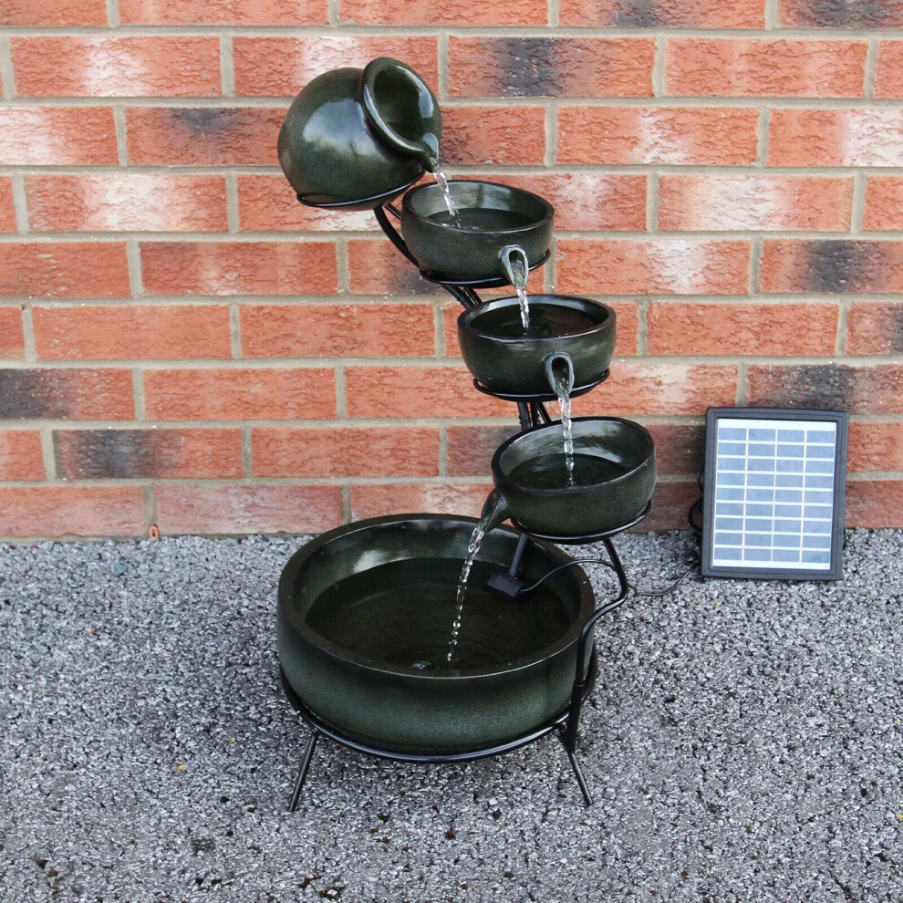 Monstershop Water Feature Fountain Solar Powered Outdoor Garden Cascade Tiered Patio