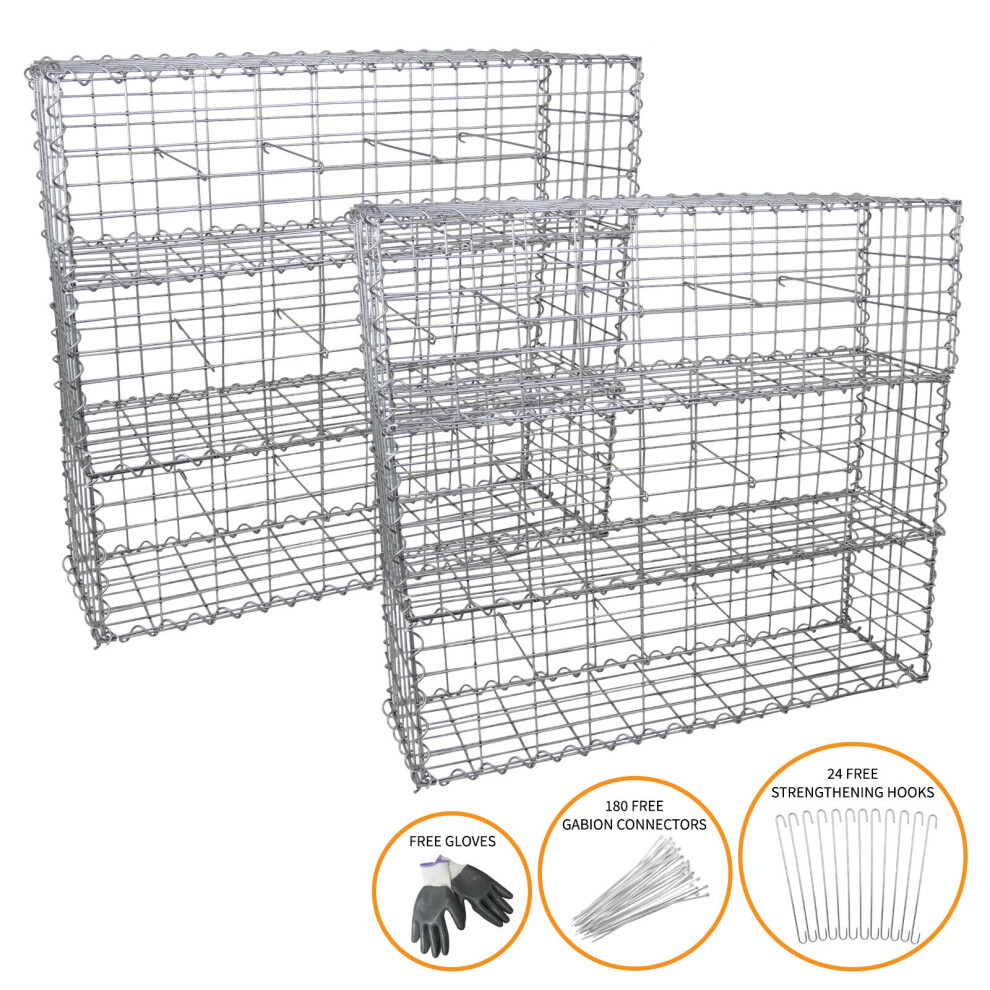 Gabion Baskets Cages Mesh Wire Stone Planter Garden / 100 x 30 x 30cm / 6 Pack