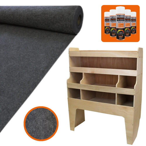 T-Mech 11sqm Anthracite Van Lining, Glue & VW Transporter Rack