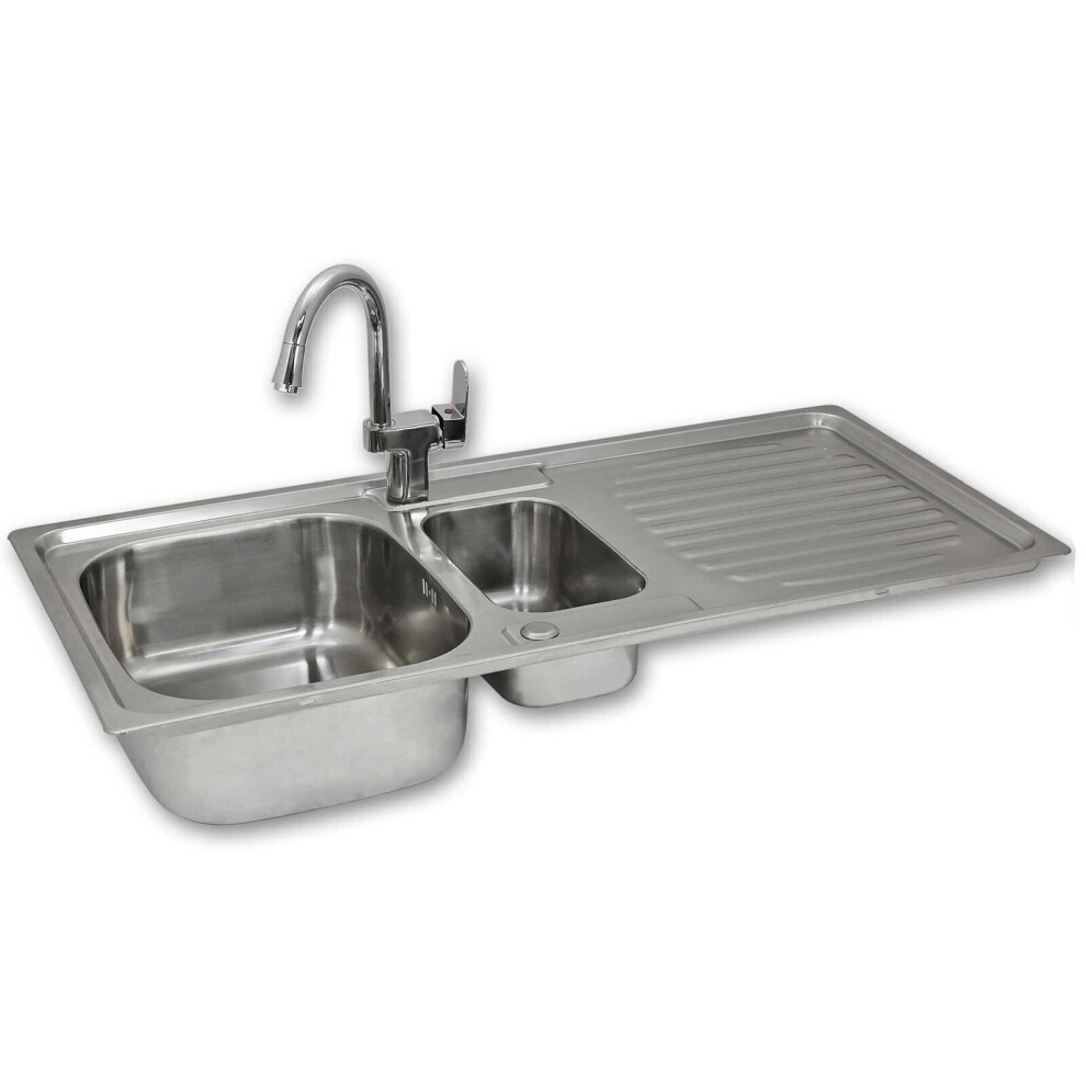Kitchen Sinks 1.5 Bowl Stainless Steel Kitchen Sink Reversible Double Basin