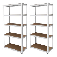 MonsterShop 2x 5-tier wit rekken eenheden zware opslag plank garage magazijn berging