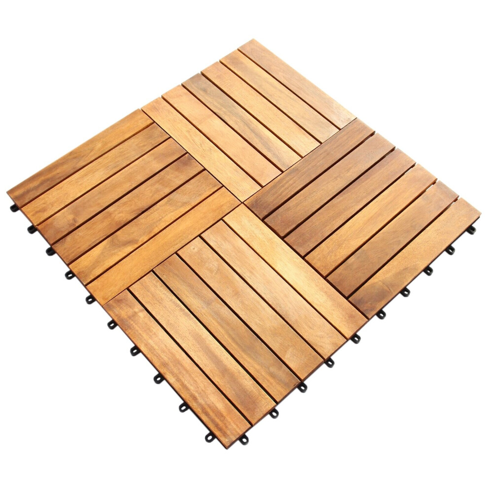 Decking Tiles Interlocking Square Wooden Garden Patio Balcony Deck Floor