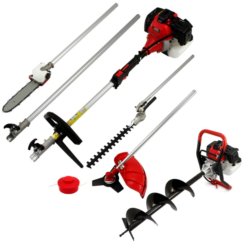 5 in 1 Multi Tool 52cc & Earth Auger Petrol Garden Cutter Trimmer Drill Fence