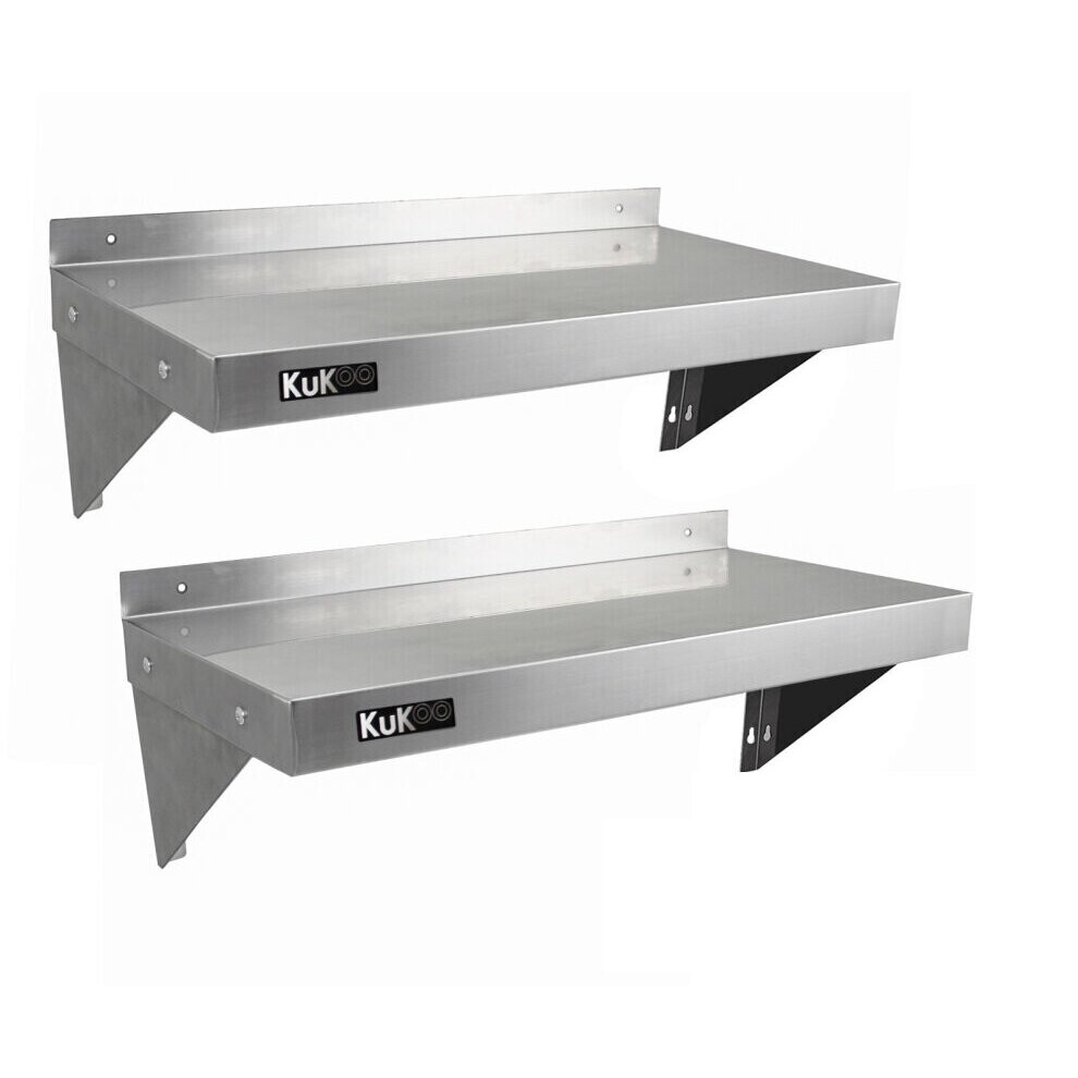 2 x KuKoo Stainless Steel Catering Shelves 900mm x 300mm Commercial Kitchen