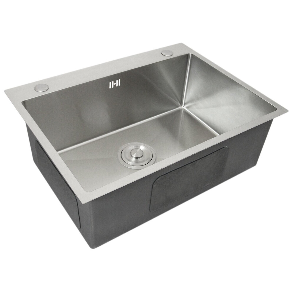 Kitchen Sink Stainless Steel Square Brushed Handmade Commercial Single Bowl