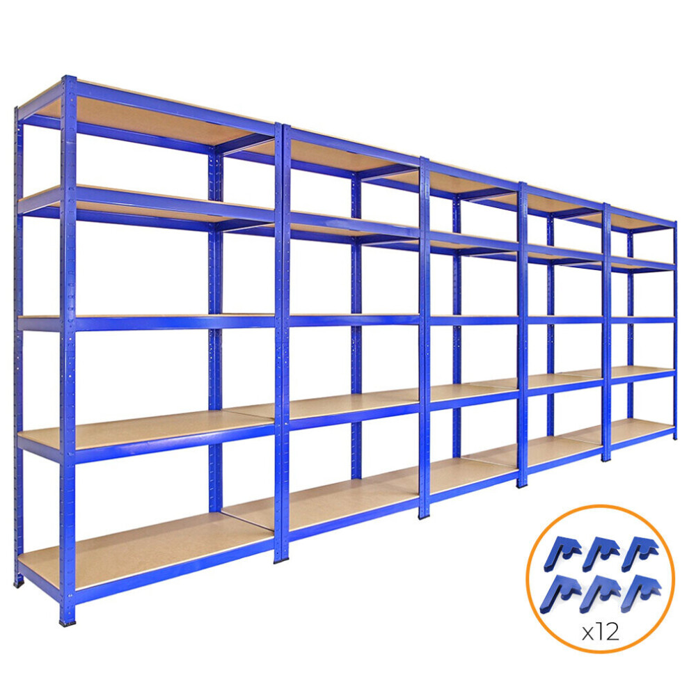 5 x 90cm Large Shelving Racking Units for Garage, Shed or Workshop Blue