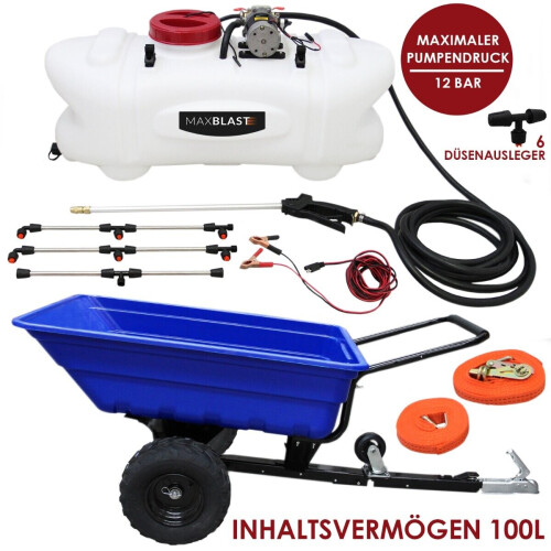 T-Mech Rimorchio ATV Fuoristrada e Spruzzatore 100 Litri - Bundle per Giardinaggio