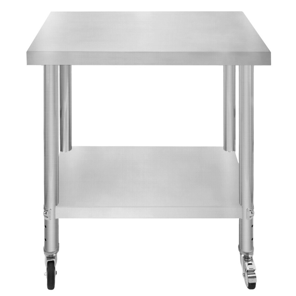 Catering Work Bench Table Stainless Steel Food Prep Kitchen Mobile 76cm x 45cm