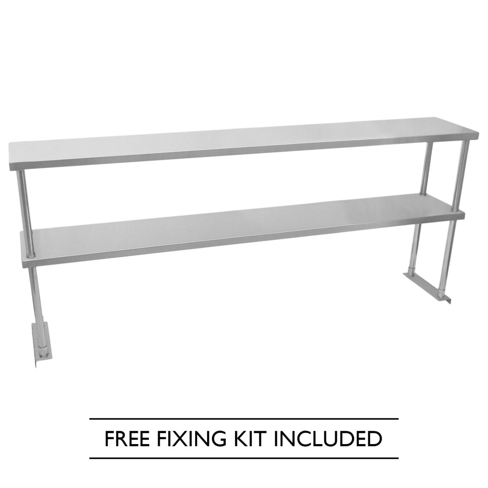 Commercial Kitchen Prep Shelf Stainless Steel Double Overshelf Catering 1800mm