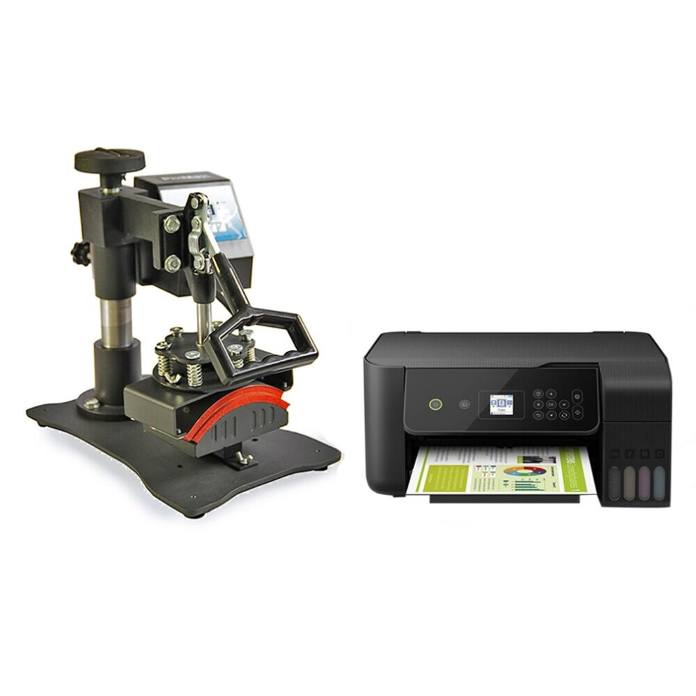 Pixmax Cap Heat Press Machine Sublimation Transfer Vinyl Baseball Hat + Printer Package