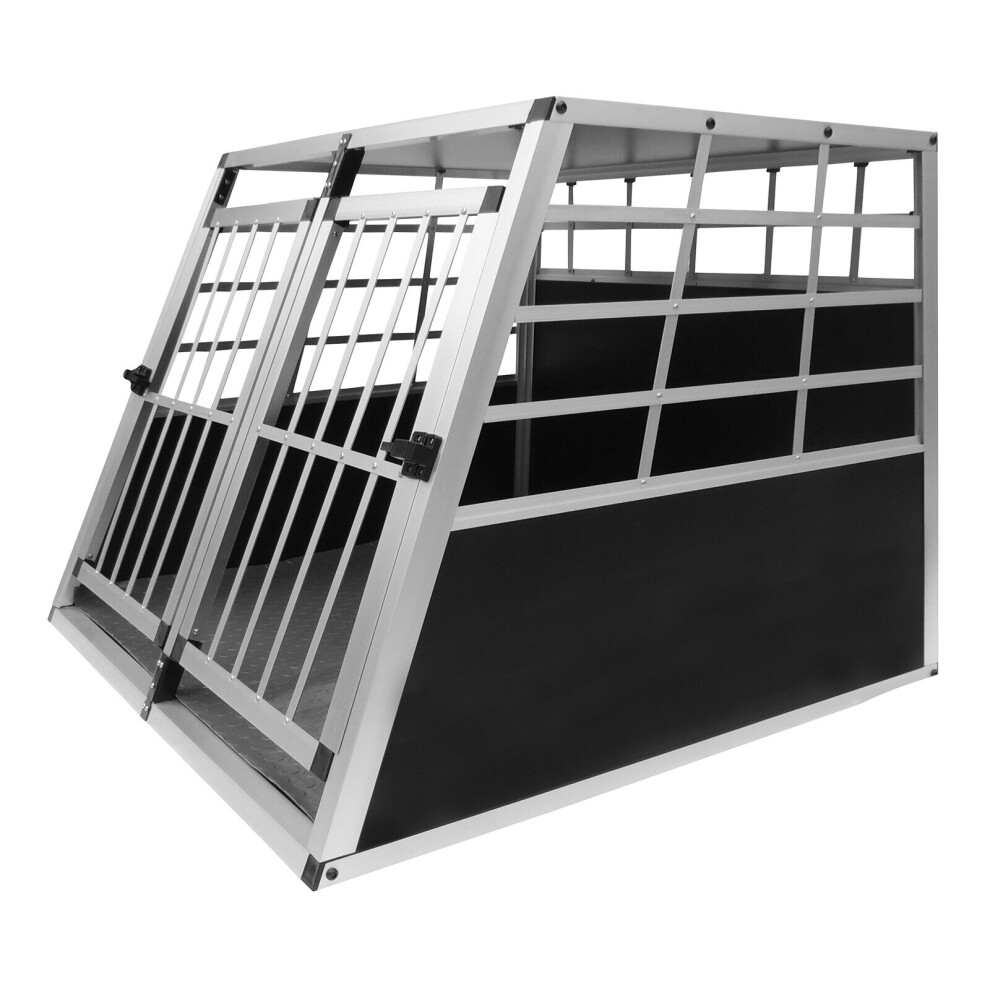 Pet Transport Cage Car Crate Aluminium Double Large Travel Box 2 Doors