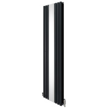 Owalny grzejnik lustrzany i zawory - 1800 mm x 500 mm - antracytowy szary