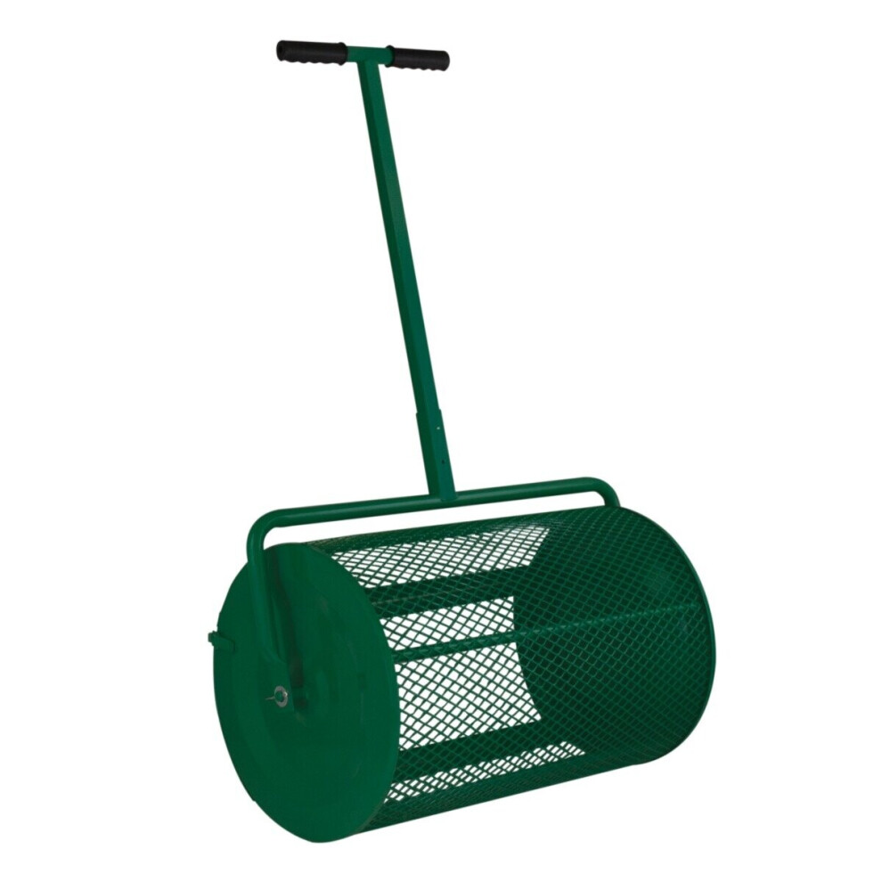 Compost Spreader Roller Peat Moss Topsoil Garden Lawn 80L 26" Steel Cage