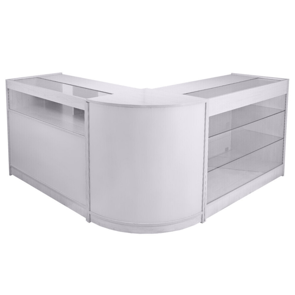 Shop Counter Brilliant White Retail Display Storage Cabinets Glass Shelves Lockable Taurus