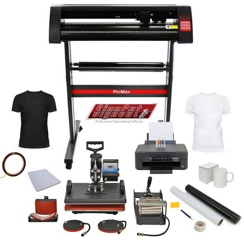 Heißluftpresse 5in1 Combo + Vinylschneider Plotter + Drucker Sublimationstransfer