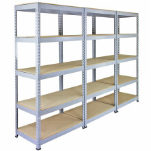 Monster Racking 3 Garage Magazijn Q-Rax Staal Grijs 5 Tier 90cm Rekken Opbergsystemen
