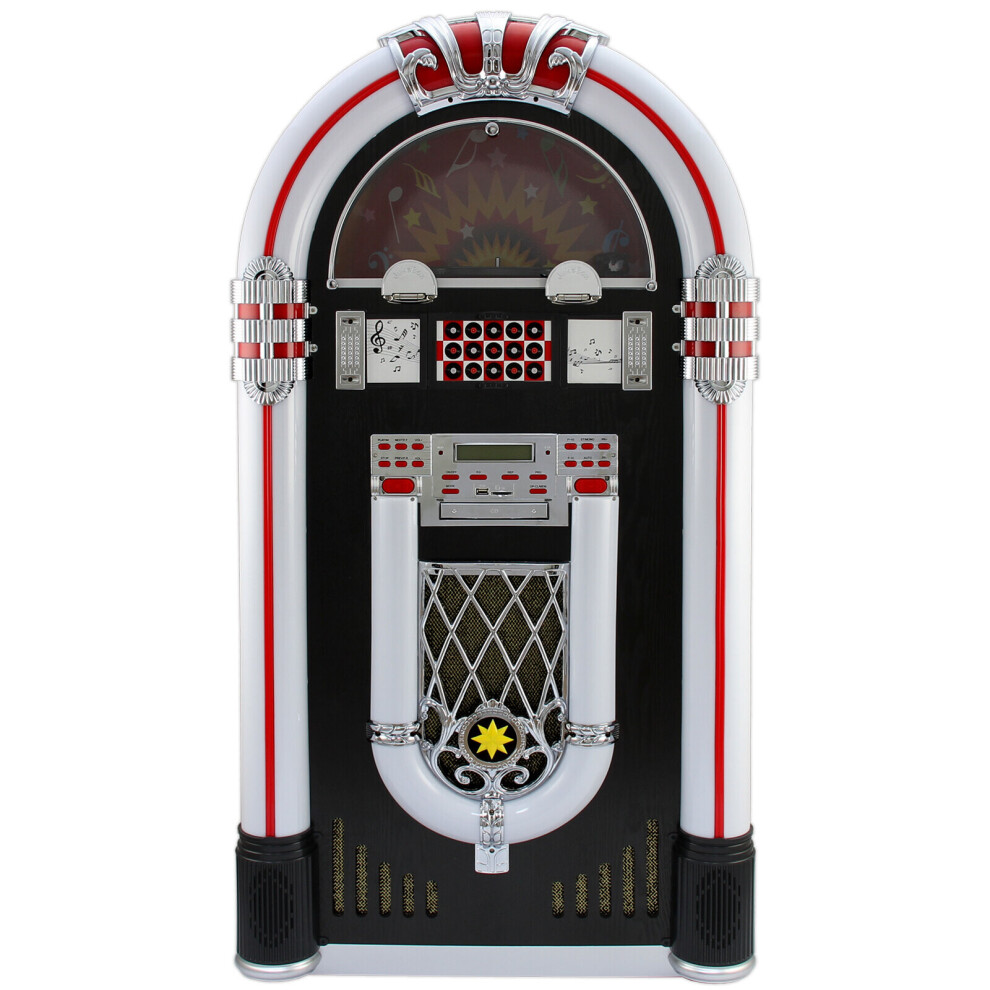 Jukebox Vintage Retro Stereo Vinyl Record Player CD FM Radio Bluetooth MP3 USB