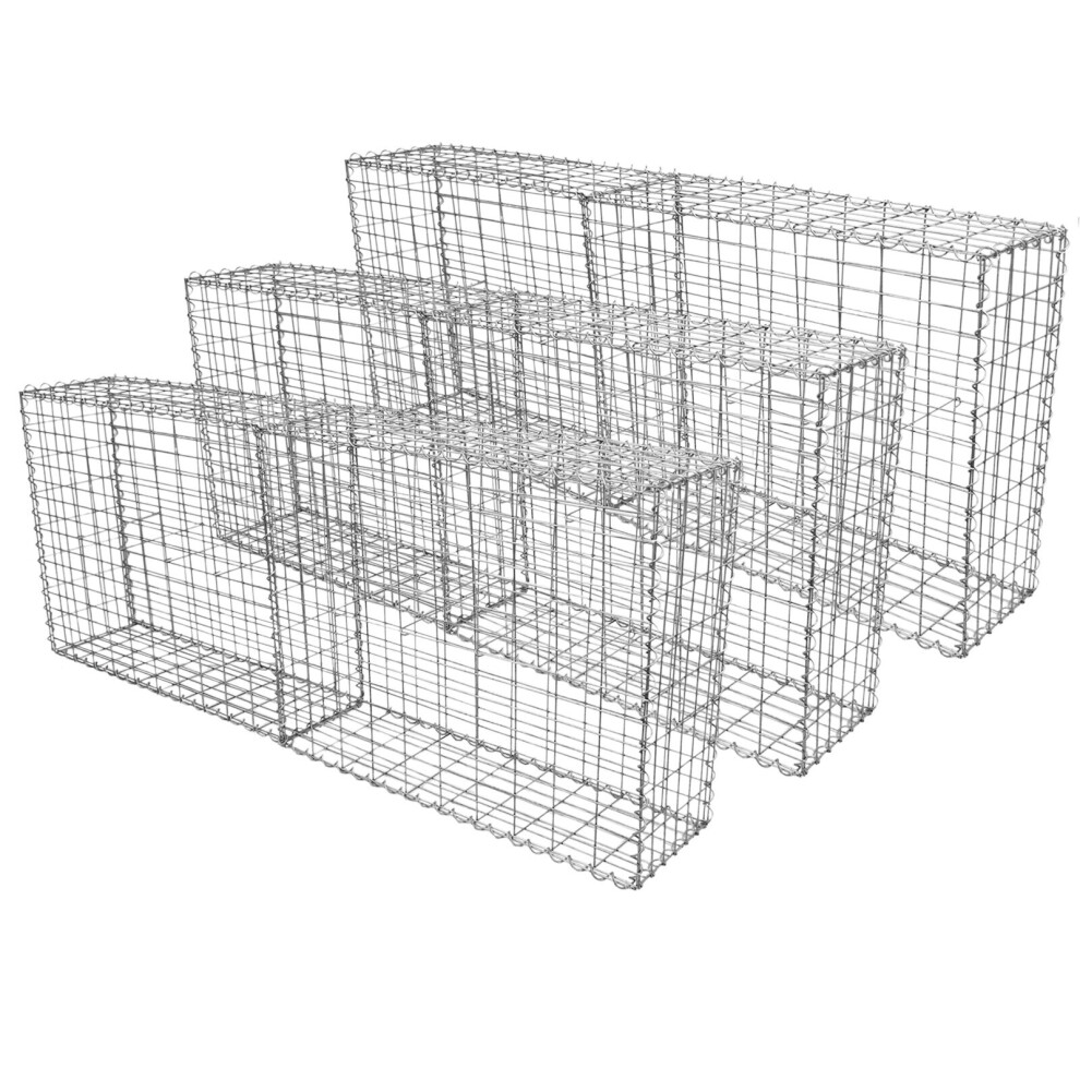Gabions galvanisés 100 x 80 x 30 cm – Lot de 6 paniers en treillis pour extérieur, montage rapide sans outils, connecteurs inclus