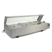 KuKoo Bain Marie Elektrischer Wärmer 3 Pfannen Topf Kommerziell Gastronorm Nassbrunnen Lebensmittel Display