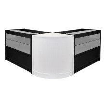 Ladentheken Schwarz/Weiß Retail Vitrinen POS Glasböden Emperor