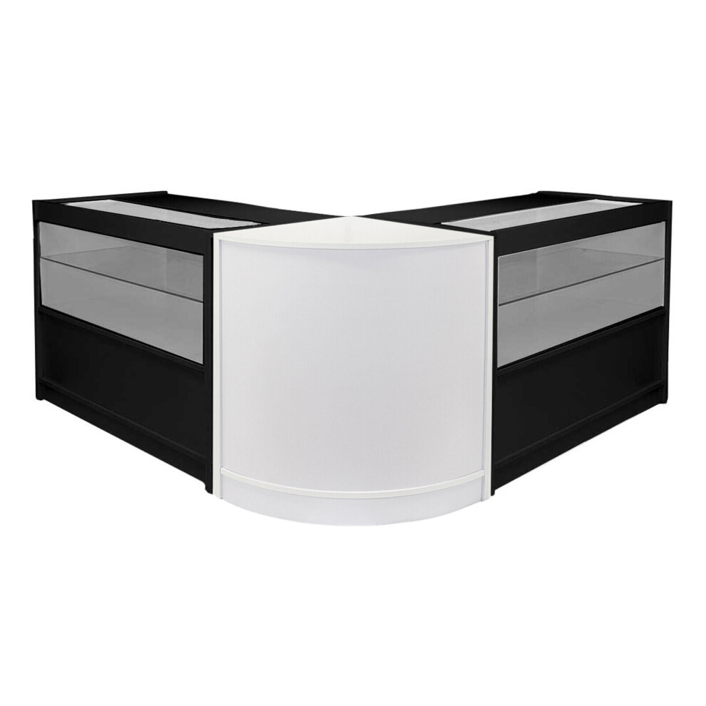 Shop Counters Black / White Retail Display Cabinets POS Glass Shelves Emperor
