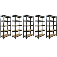 Monster Stellingen 5 x Zwart Stellingen Eenheid 5 Tier Garage Opslag Magazijn Opschorten 75 x 150 x 30cm