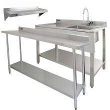 Edelstahl-Catering-Bank & Wandregale Gewerbliche Küche Arbeit Vorbereitung Tisch