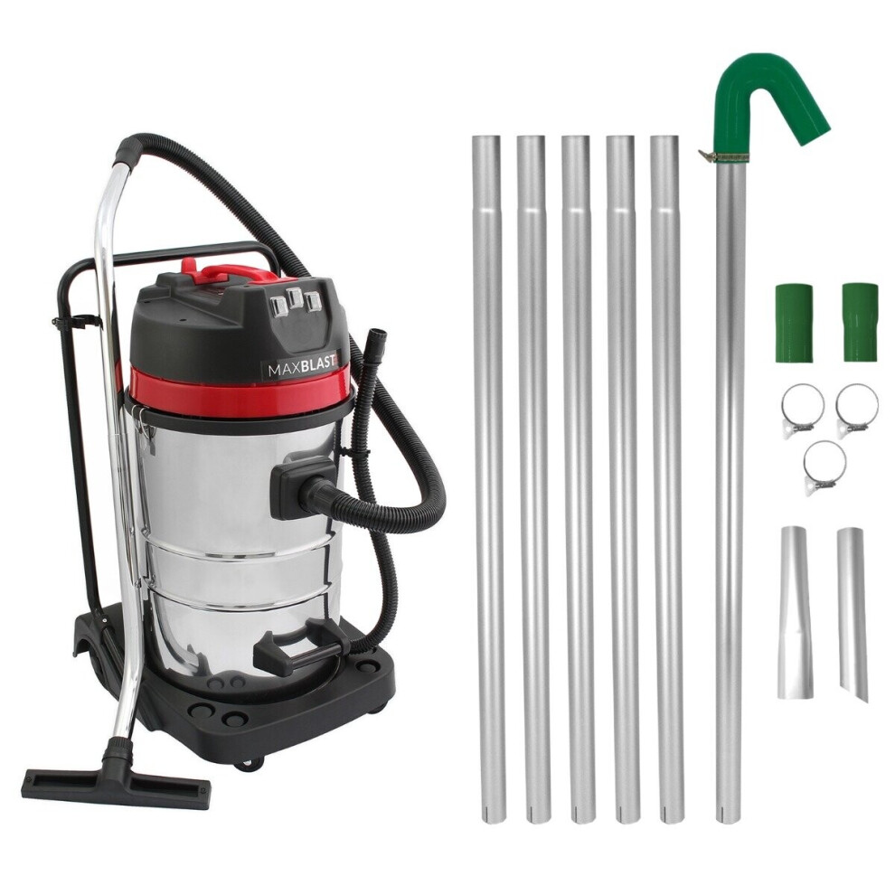 Maxblast Gutter Vacuum Pole Kit With 80L Wet & Dry Vacuum — 7.2M Reach, 3000W Triple Motor, 6 Aluminium Poles, 51Mm Tubing