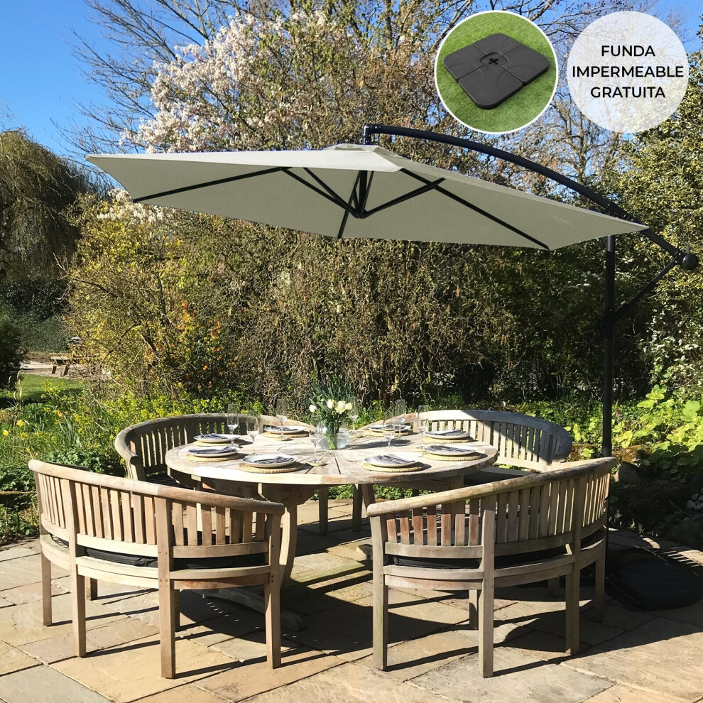 3m Garden Parasol Banana Hanging Cantilever Umbrella Crank Shade Patio Outdoor
