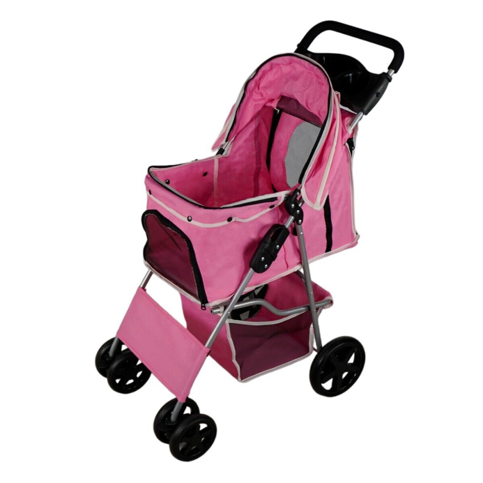 Pet Stroller Pushchair Carrier Foldable Trolley Travel Cart Cat Dog Rain Cover