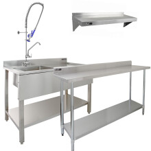 Banco de acero inoxidable para catering y estantes de pared Mesa de preparación para cocina comercial
