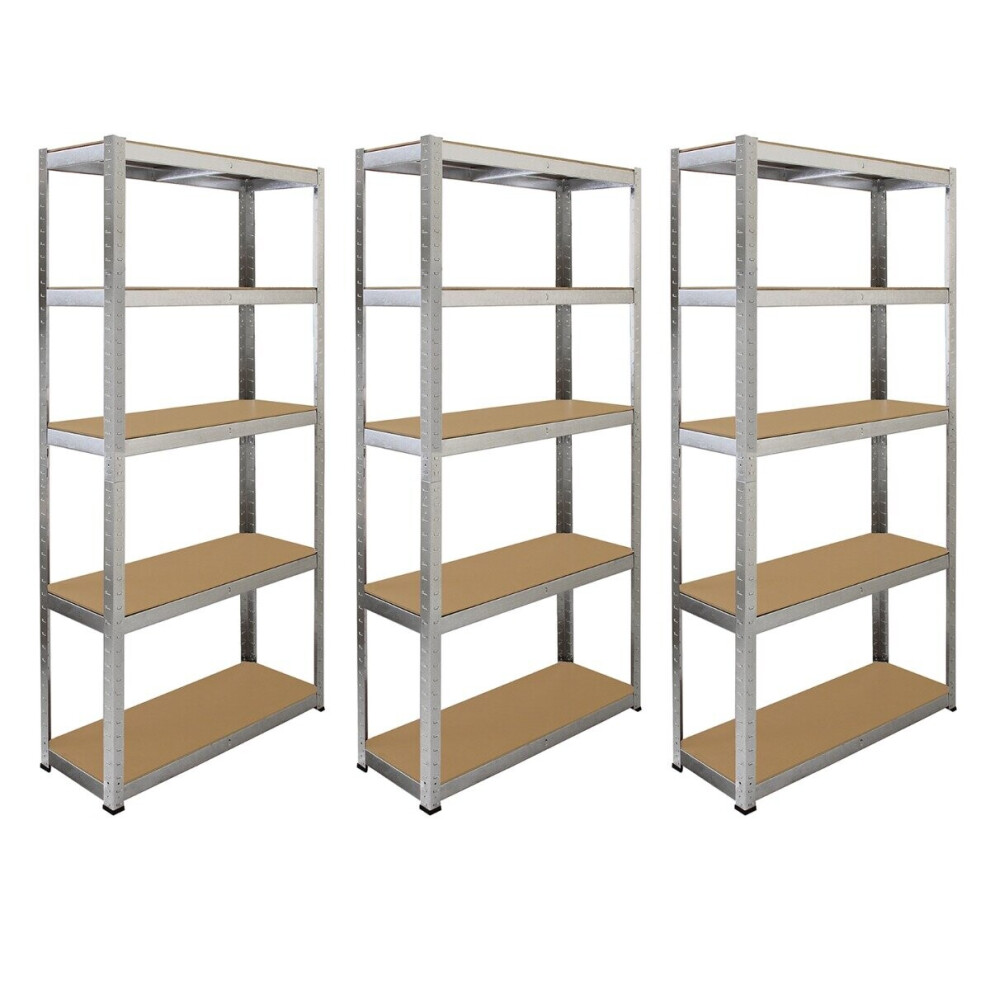 6 Silver Racking Units 5 Tier Garage Storage Warehouse Shelving 90 x 30 x 180cm