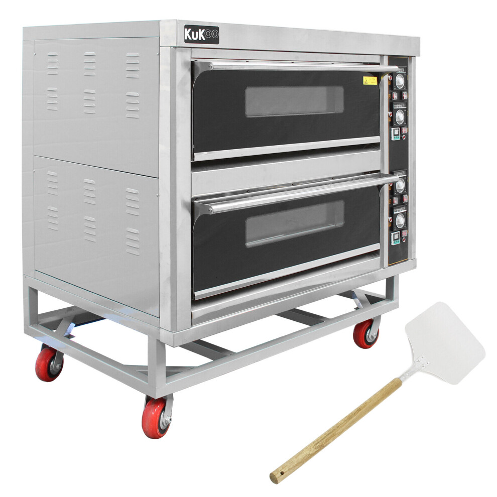 Commercial Pizza Baking Oven Large Twin Deck Single Phase Electric 12x10in 6.6kW