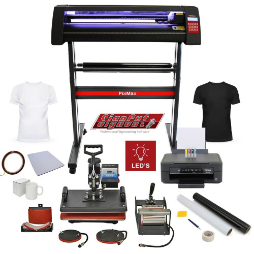 Heißluftpresse 5in1 Combo + Vinylschneider Plotter + Drucker Sublimationstransfer