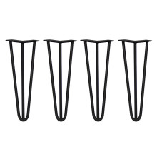 4 x Hairpin Legs / Hair Pin Legs Set Möbel Schreibtisch Tisch 14" 3 Prong 12mm Schwarz