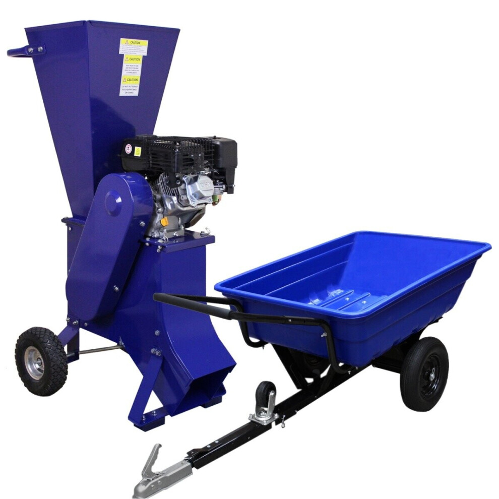 T-Mech Atv Trailer & 15Hp Wood Chipper Petrol Garden Tipping Quad Tractor Pneumatic