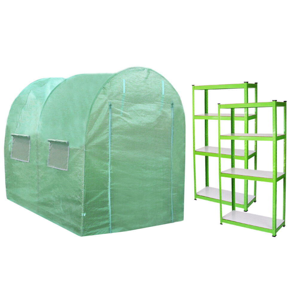 Polytunnel Greenhouse Walk In Galvanised Racking Garden Grow Tent 25mm 3 x 2m