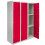 3 x Metal Storage Lockers - Three Doors, Red - Flatpack 1