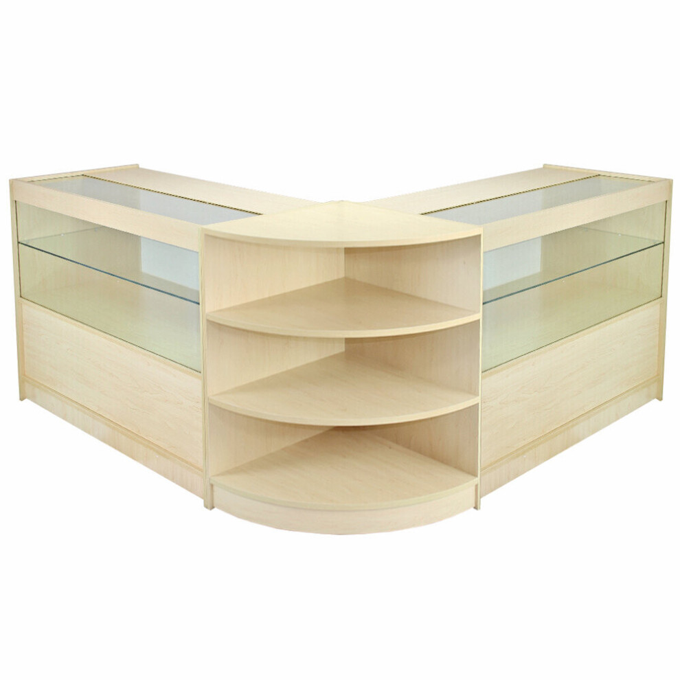 Retail Counter Maple Shop Display Storage Cabinets Glass Shelves Showcase Orion