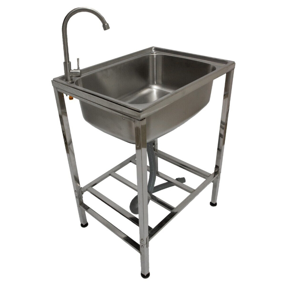 Stainless Steel Metal Camping Sink Tap and Drainage Pipe Outdoor Wash Basin