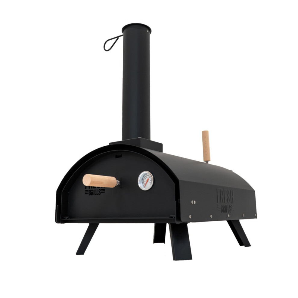 Four à Pizza Extérieur de Table 12" Acier Noir Portable Bois Charbon Pellets