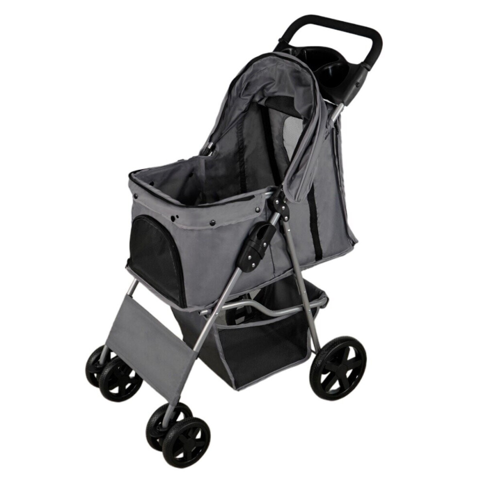 Pet Stroller Pushchair Carrier Foldable Trolley Travel Cart Cat Dog Rain Cover