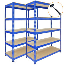 Monster rekken 10 x blauwe rekken eenheid 5 Tier Garage opslag magazijn rekken 120x50x180cm